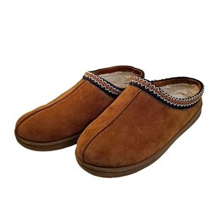 White Mountain Brown Faux Suede Slippers Faux Fur Lined Mules FM34717 Mens Sz 11